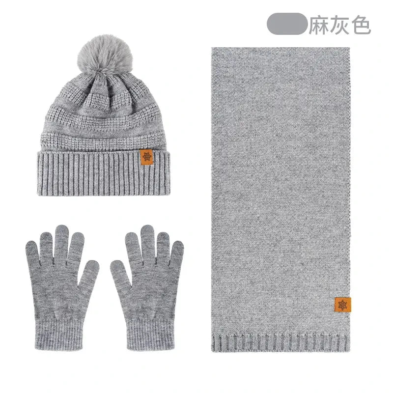 Women Double Layer Knitted Wool Hat with Pom Pom