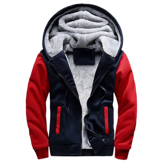 Men Hooded Fleece Winter Coat Plus Size