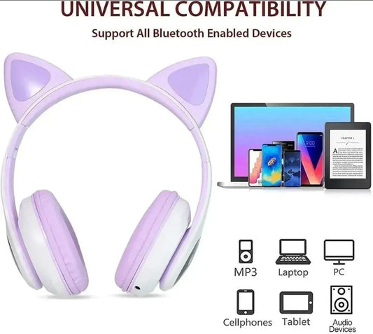 Cat Ear LED Headphones Multicolor ABS for Teens Young Adults