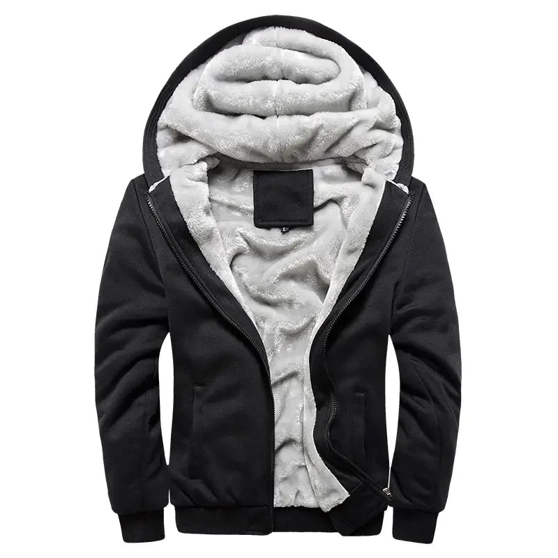 Men Hooded Fleece Winter Coat Plus Size