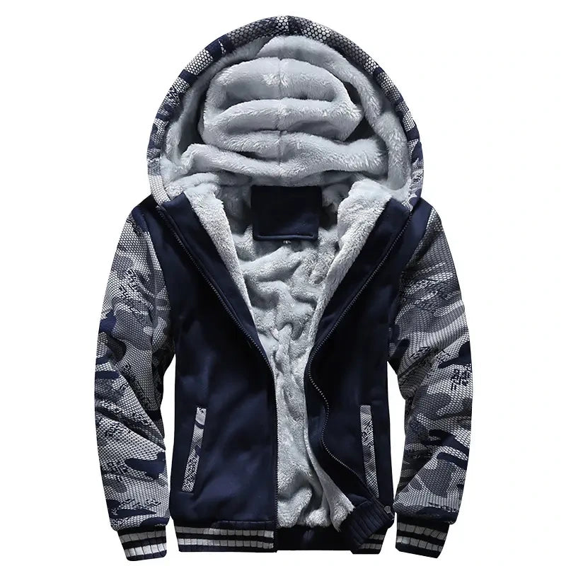 Men Hooded Fleece Winter Coat Plus Size
