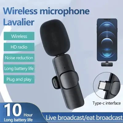 Latest K9 dual Wireless Vlogging Microphone Black Rechargeable