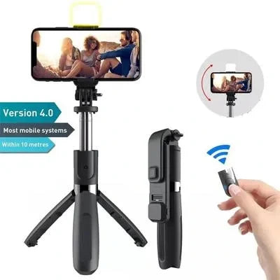 Bluetooth Selfie Stick with LED Light & Remote