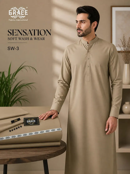 Beige Wash & Wear Men's Suit SW-3