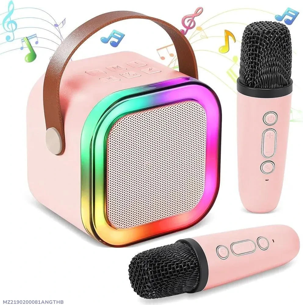 Portable LED Speaker Pink with 2 Microphones