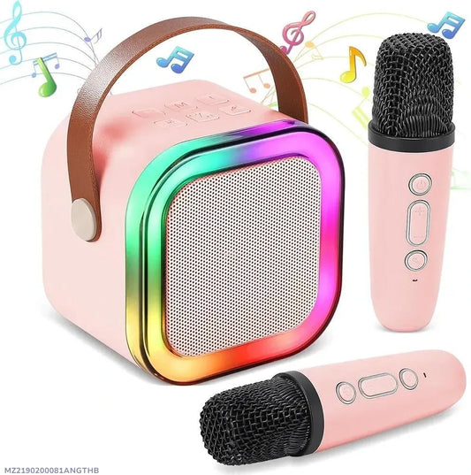 Portable LED Speaker Pink with 2 Microphones