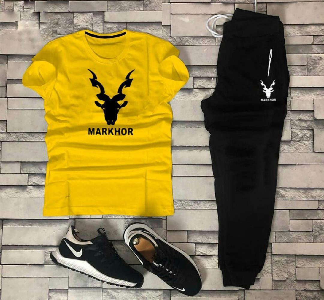 Men's Cotton Track Suit Yellow Black Medium to XL