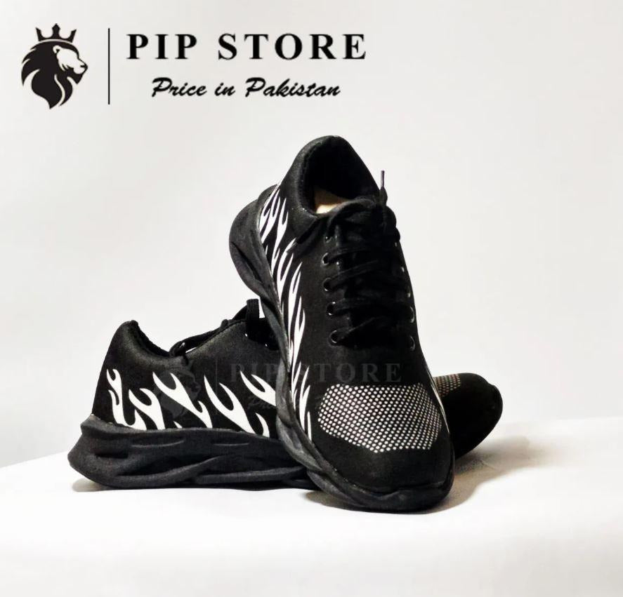 Men's Black White Fire Joggers Daily Wear Comfortable