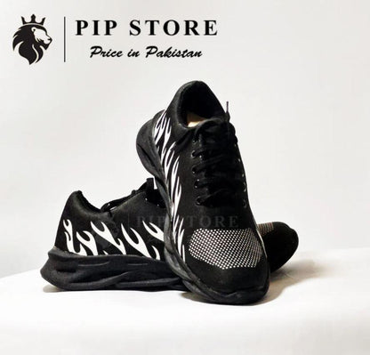 Men's Black White Fire Joggers Daily Wear Comfortable