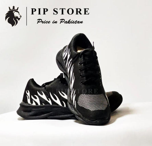 Men's Black White Fire Joggers Daily Wear Comfortable