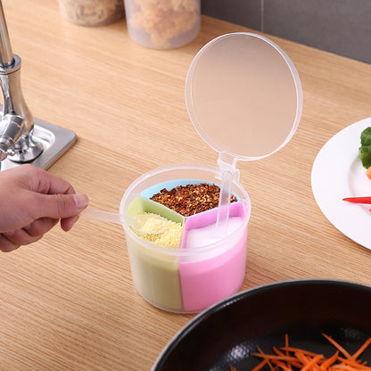 Three Compartment Seasoning Box with Spoon for Pakistani Kitchens