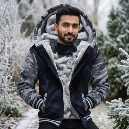 Men Hooded Fleece Winter Coat Plus Size