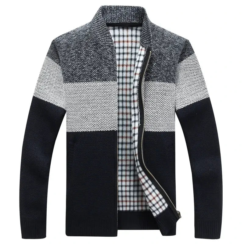 Men's Thick Velvet Zipper Cardigan Autumn Winter Warm Coat