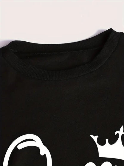 Black Queen Graphic Fleece Tracksuit Set for Women