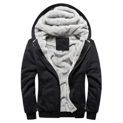 Men Hooded Fleece Winter Coat Plus Size