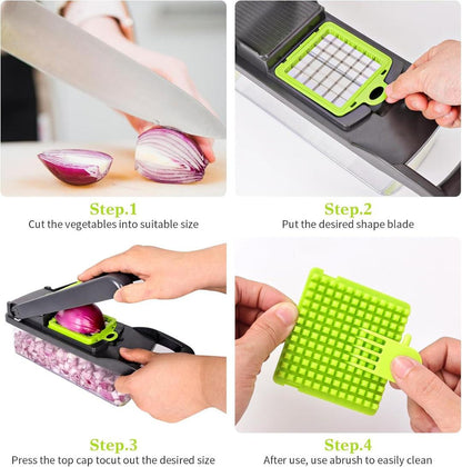 16-Piece Vegetable Cutter with Chopping Blades Set