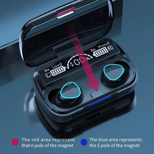 9D Hifi Black Earbuds with LED Display & 2000mAh Bank