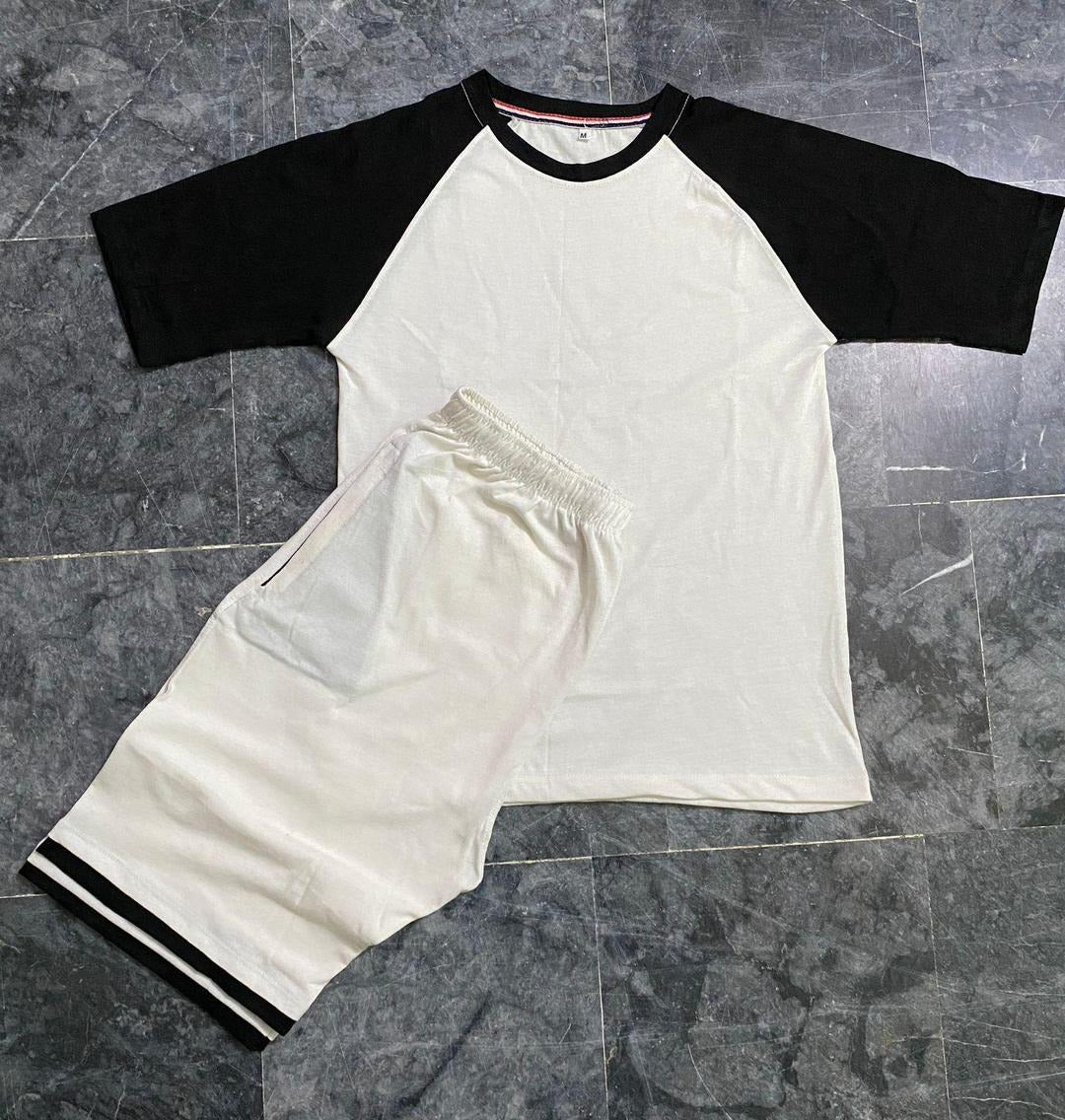 Men Cotton Tracksuit White Black 6 Sizes Pakistan
