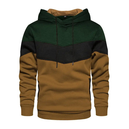 Men Color-Blocked Hoodie Navy Gray White Autumn