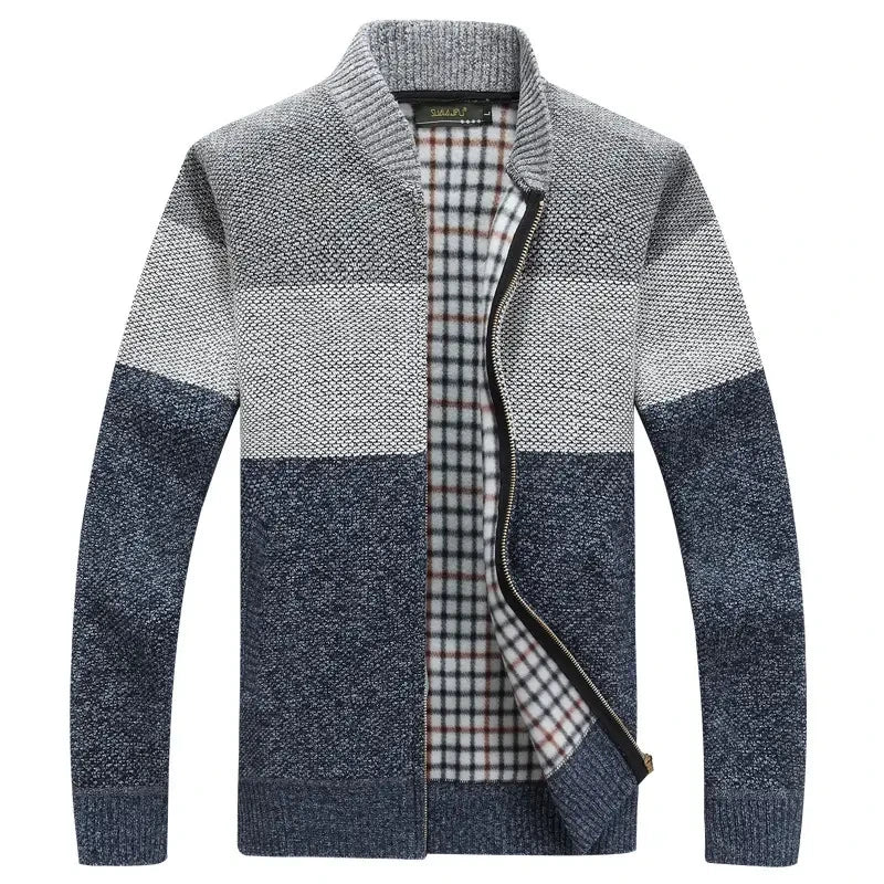 Men's Thick Velvet Zipper Cardigan Autumn Winter Warm Coat