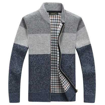 Men's Thick Velvet Zipper Cardigan Autumn Winter Warm Coat