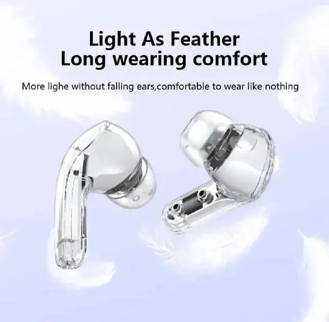 White Digital Display Earbuds with Bluetooth 5.3