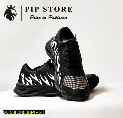 Men's Black White Fire Joggers Daily Wear Comfortable