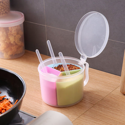 Three Compartment Seasoning Box with Spoon for Pakistani Kitchens