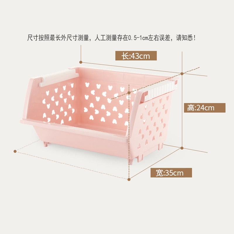 Stackable Plastic Storage Baskets for Kitchen Bathroom Home Organization