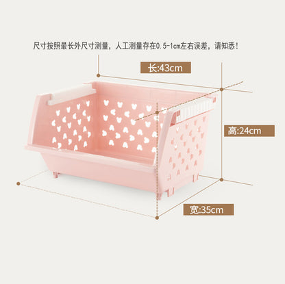 Stackable Plastic Storage Baskets for Kitchen Bathroom Home Organization