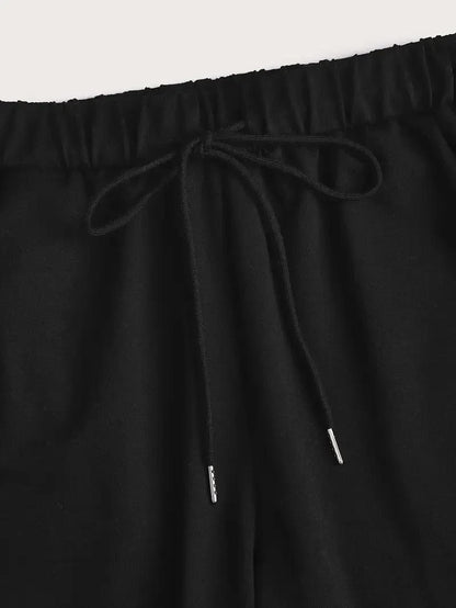 Black Queen Graphic Fleece Tracksuit Set for Women