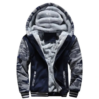 Men Hooded Fleece Winter Coat Plus Size