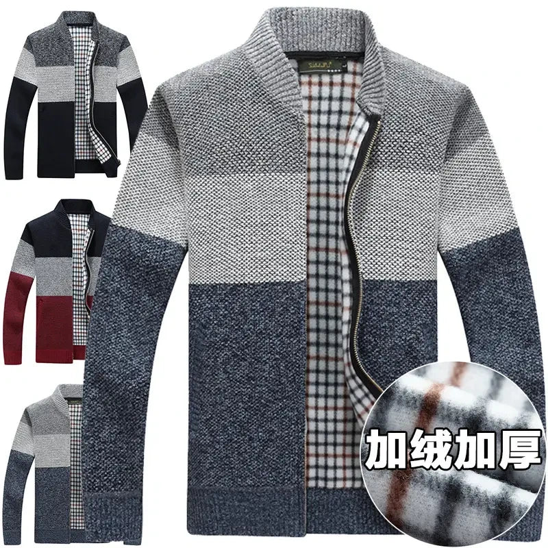 Men's Thick Velvet Zipper Cardigan Autumn Winter Warm Coat