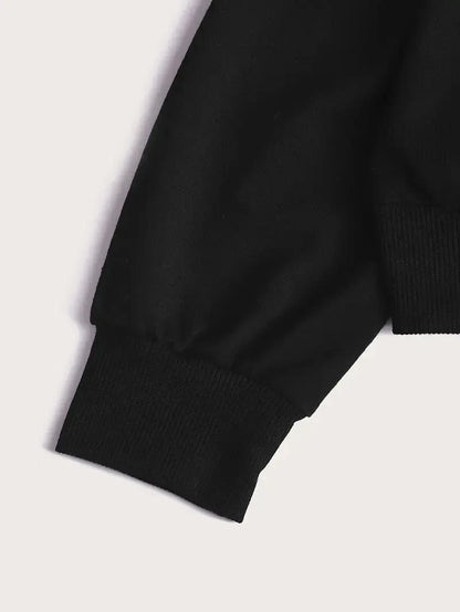 Black Queen Graphic Fleece Tracksuit Set for Women