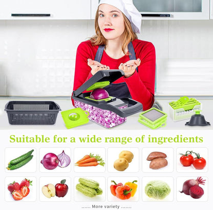 16-Piece Vegetable Cutter with Chopping Blades Set