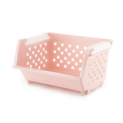 Stackable Plastic Storage Baskets for Kitchen Bathroom Home Organization