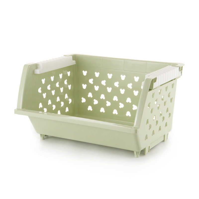 Stackable Plastic Storage Baskets for Kitchen Bathroom Home Organization