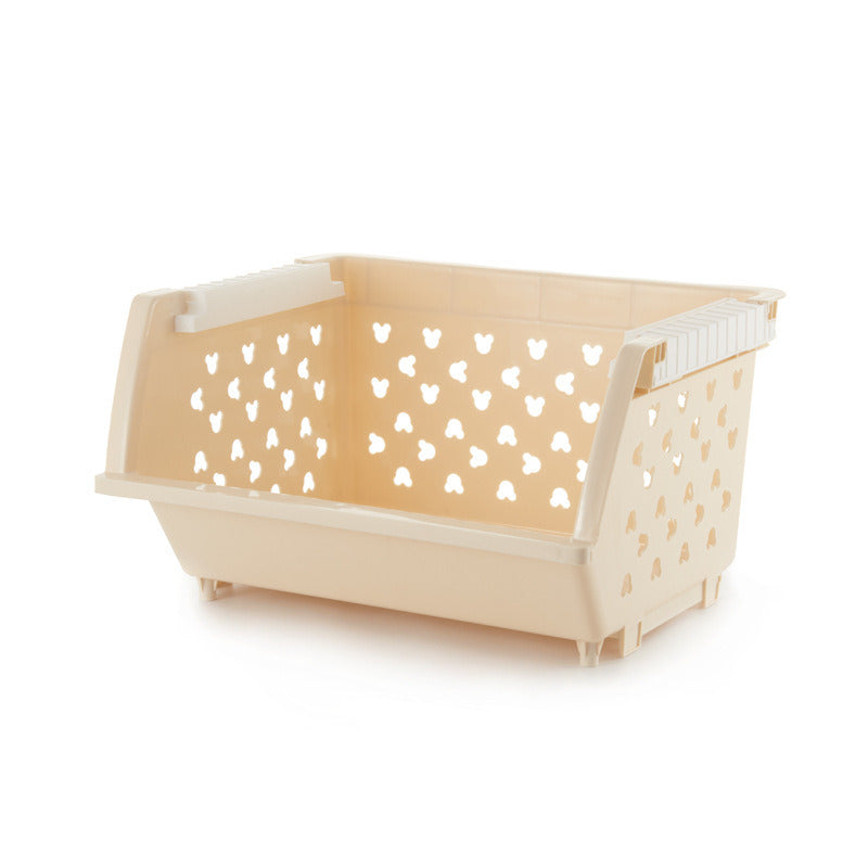 Stackable Plastic Storage Baskets for Kitchen Bathroom Home Organization